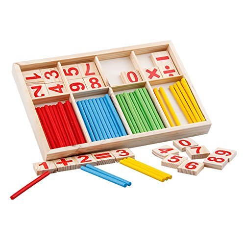Wooden Number Cards and Counting Rods with Box
