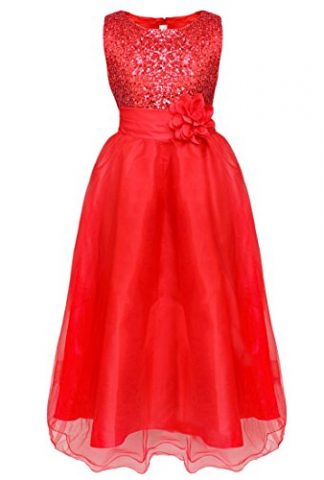 YiZYiF Kids Girl's Sequined Wedding Dress Bridesmaid Formal Birthday Party Gowns